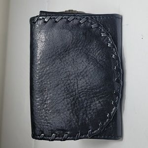 Liz Claiborne black calfskin leather credit card wallet